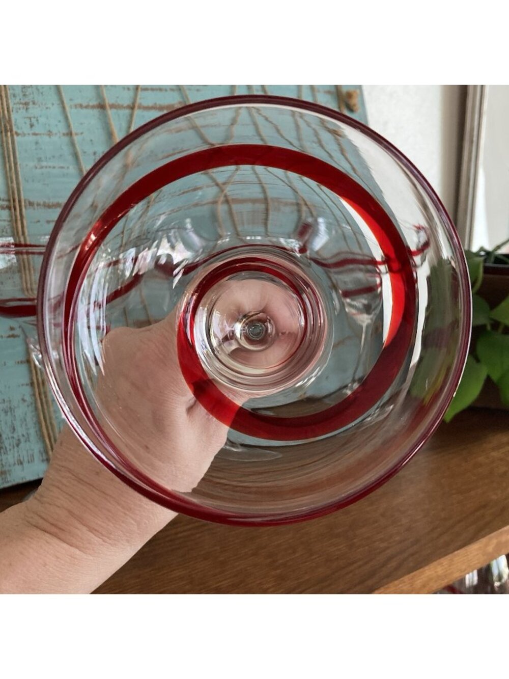 Pier 1 Set of 4 SWIRLINE Red Swirl Christmas Margarita Drinking Glasses Retired